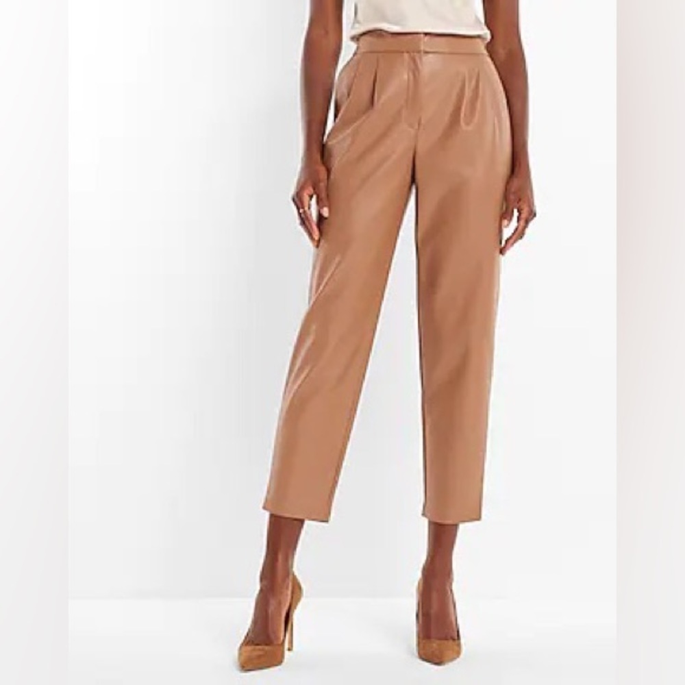 Express Super High Waisted Faux Leather Pleated Ankle Pant